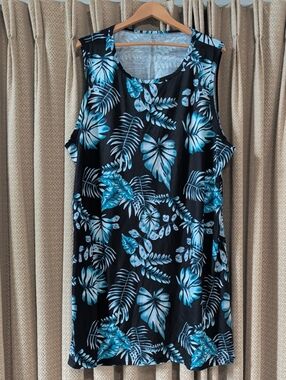 Women's Size 4X Scoop Neck Flowy Swing Sundress With Pockets